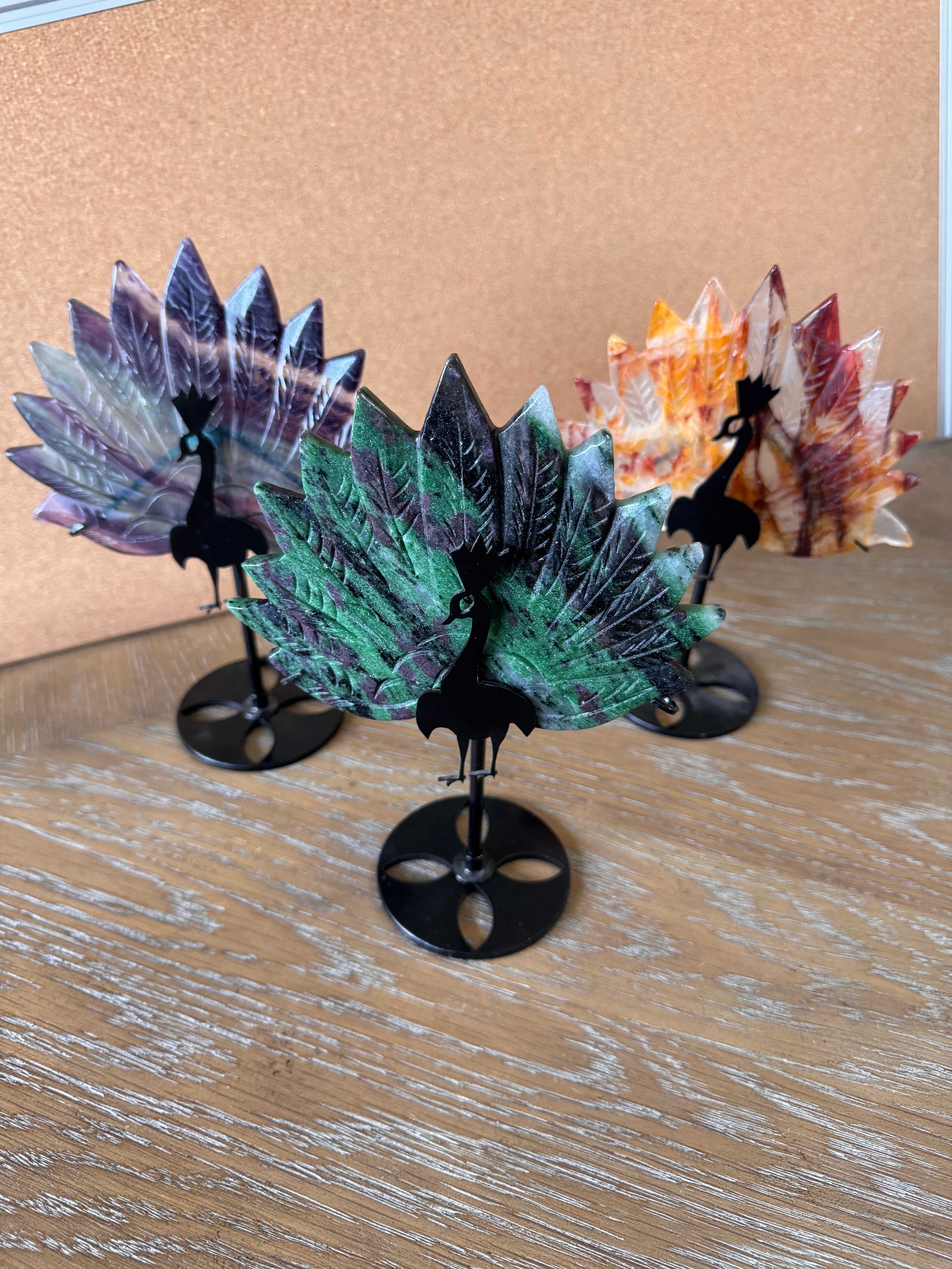 Fluorite Peacock With Stand Carving