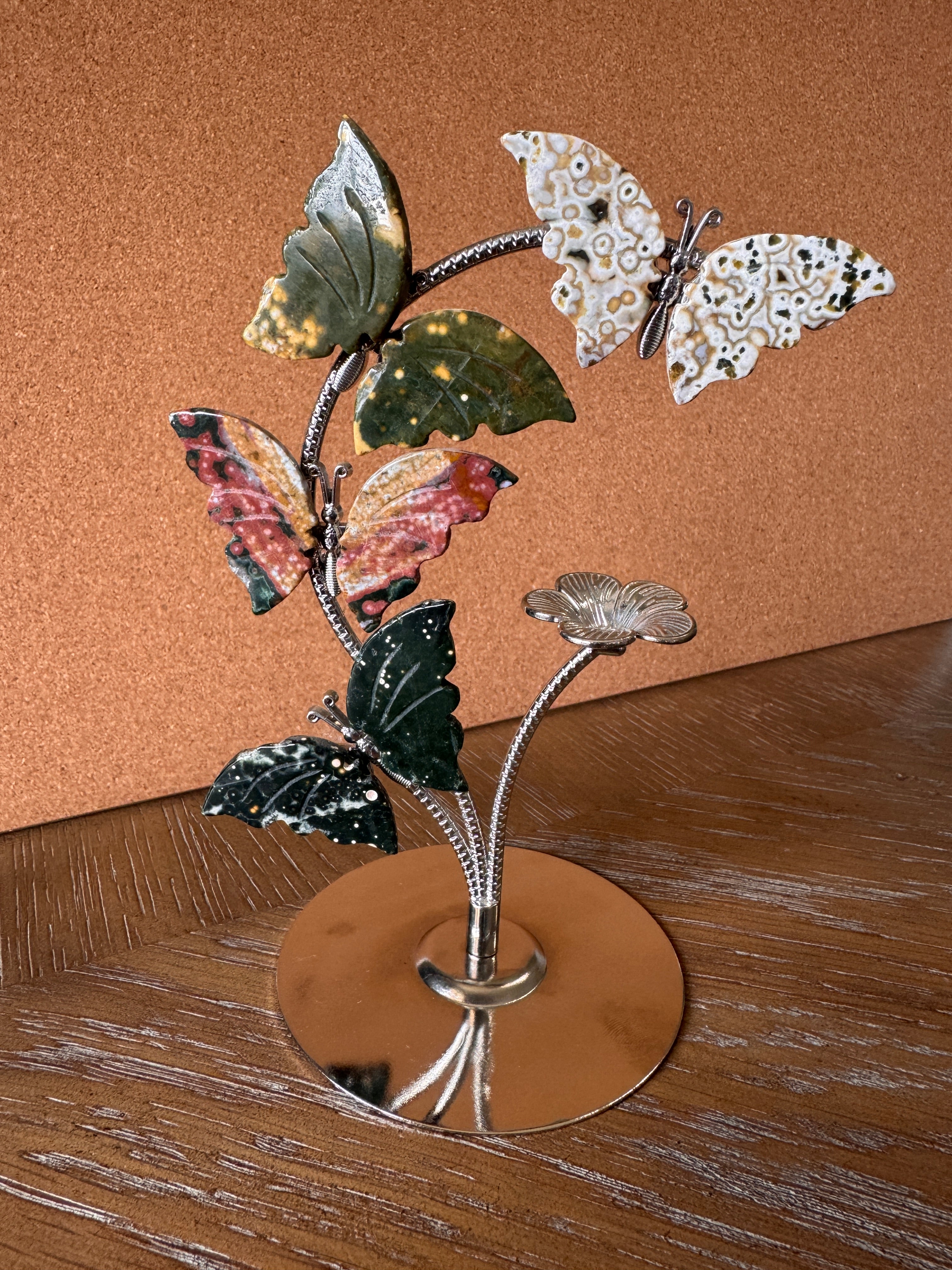 8th Vein Ocean Jasper Butterfly Sculpture