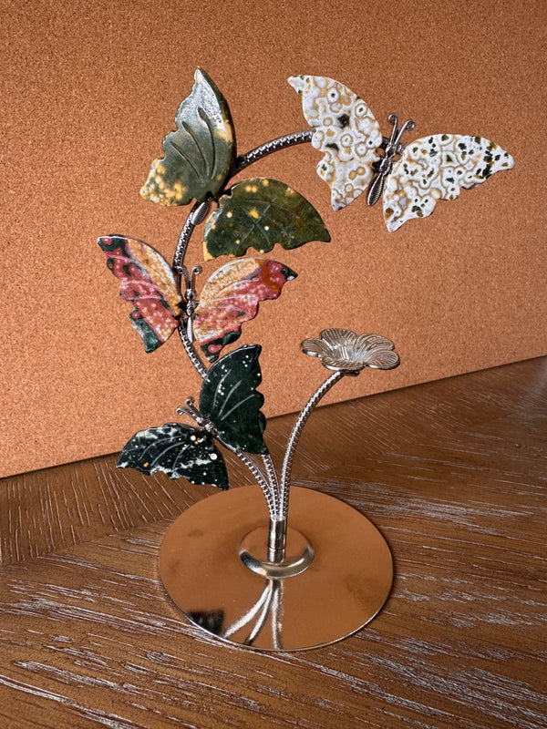 8th Vein Ocean Jasper Butterfly Sculpture