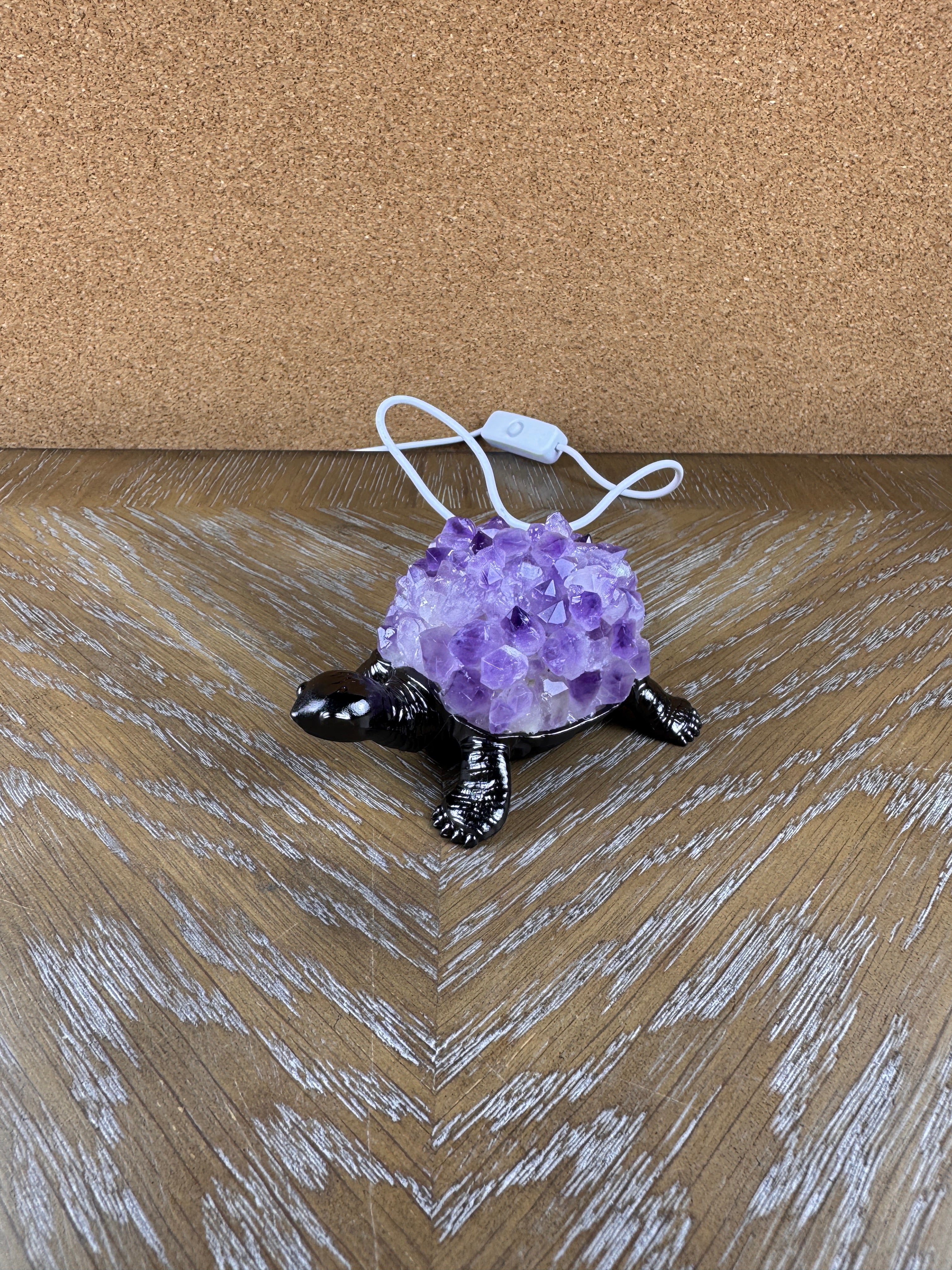 Amethyst Cluster Turtle LED Table Lamp