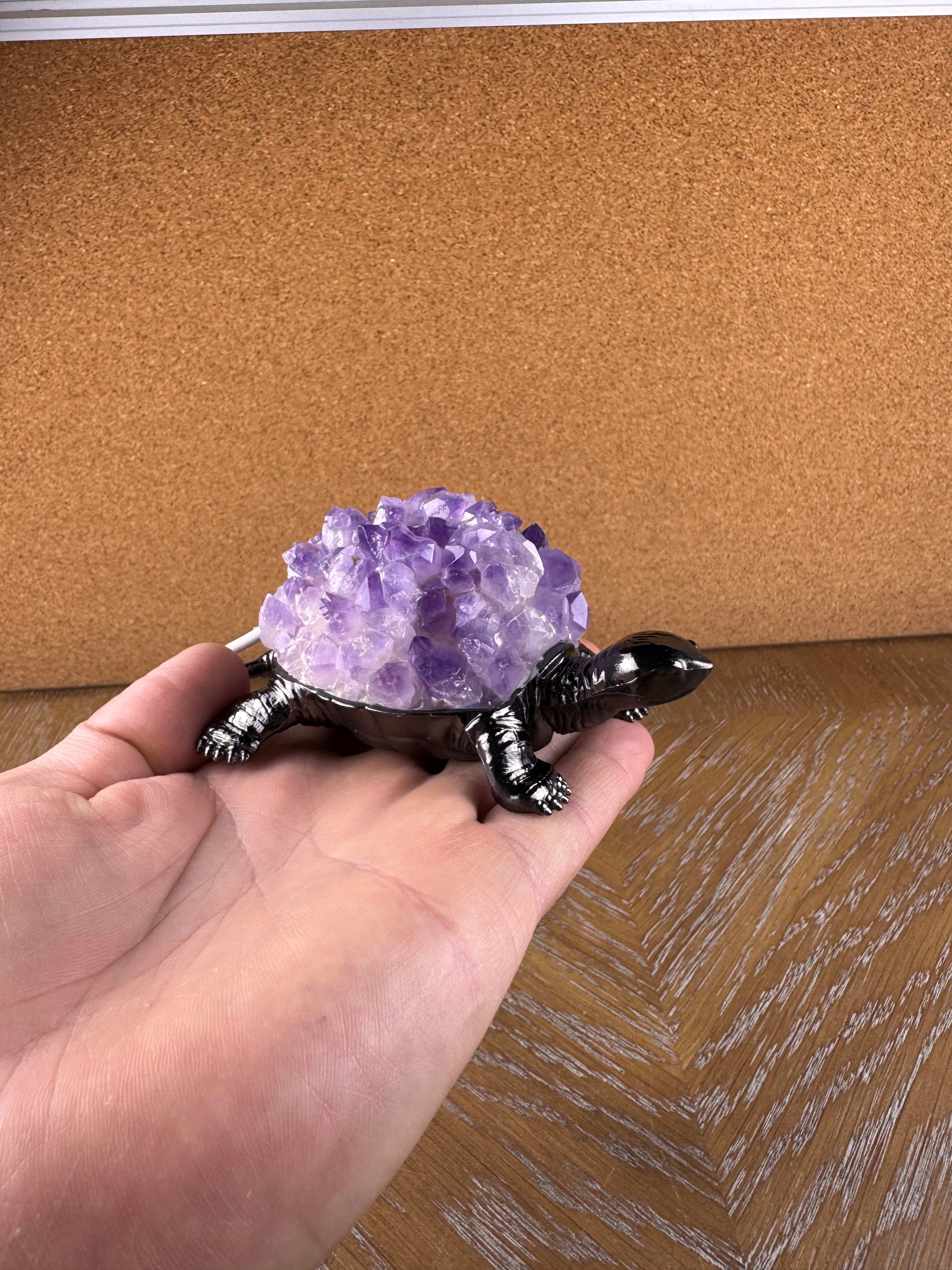 Amethyst Cluster Turtle LED Table Lamp