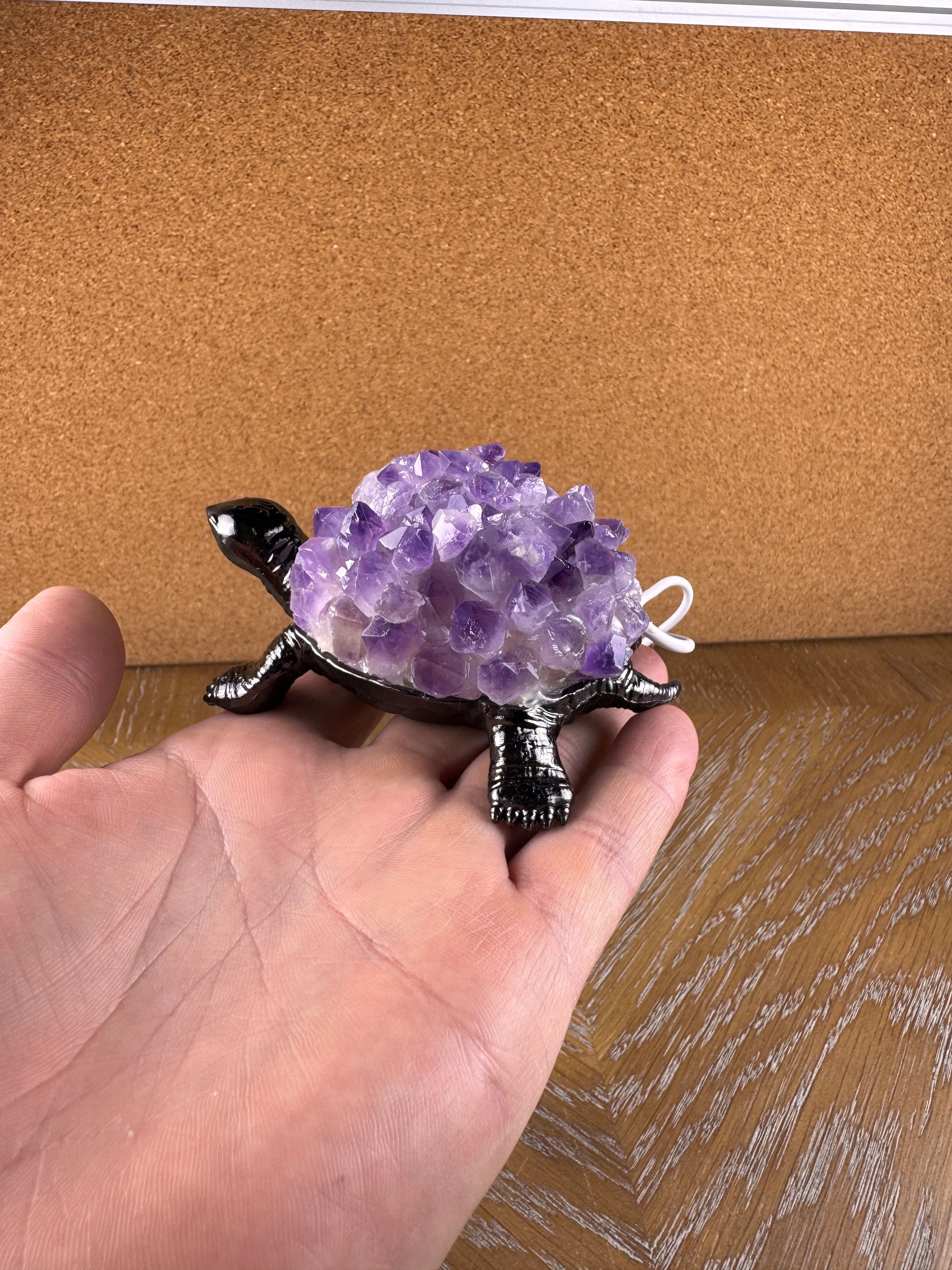 Amethyst Cluster Turtle LED Table Lamp