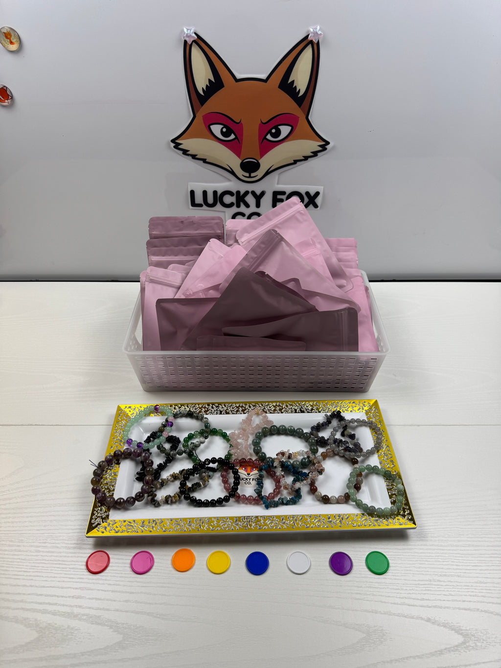Lucky Fox Natural Crystal Bracelet Pink Mystery Bag