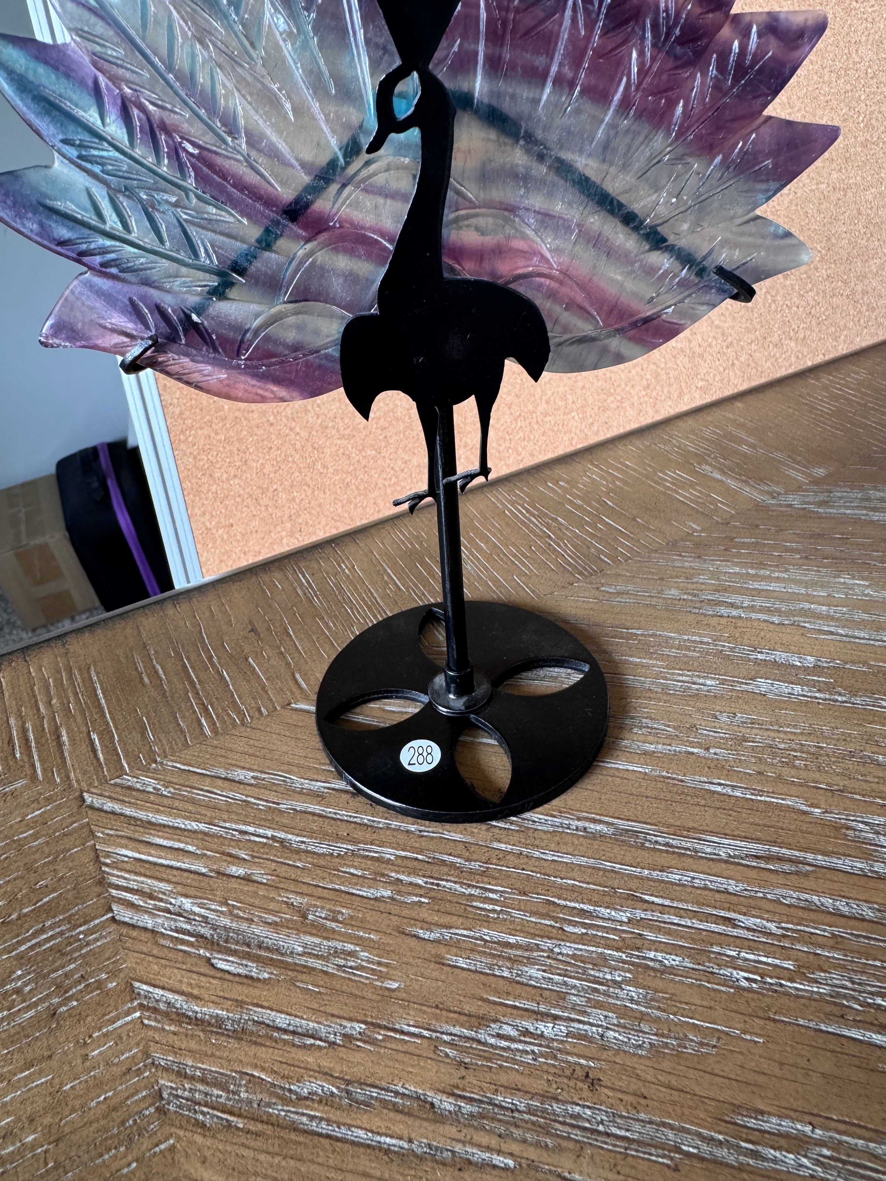 Fluorite Peacock With Stand Carving