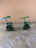 Green Jade Frog with Leaf Carving