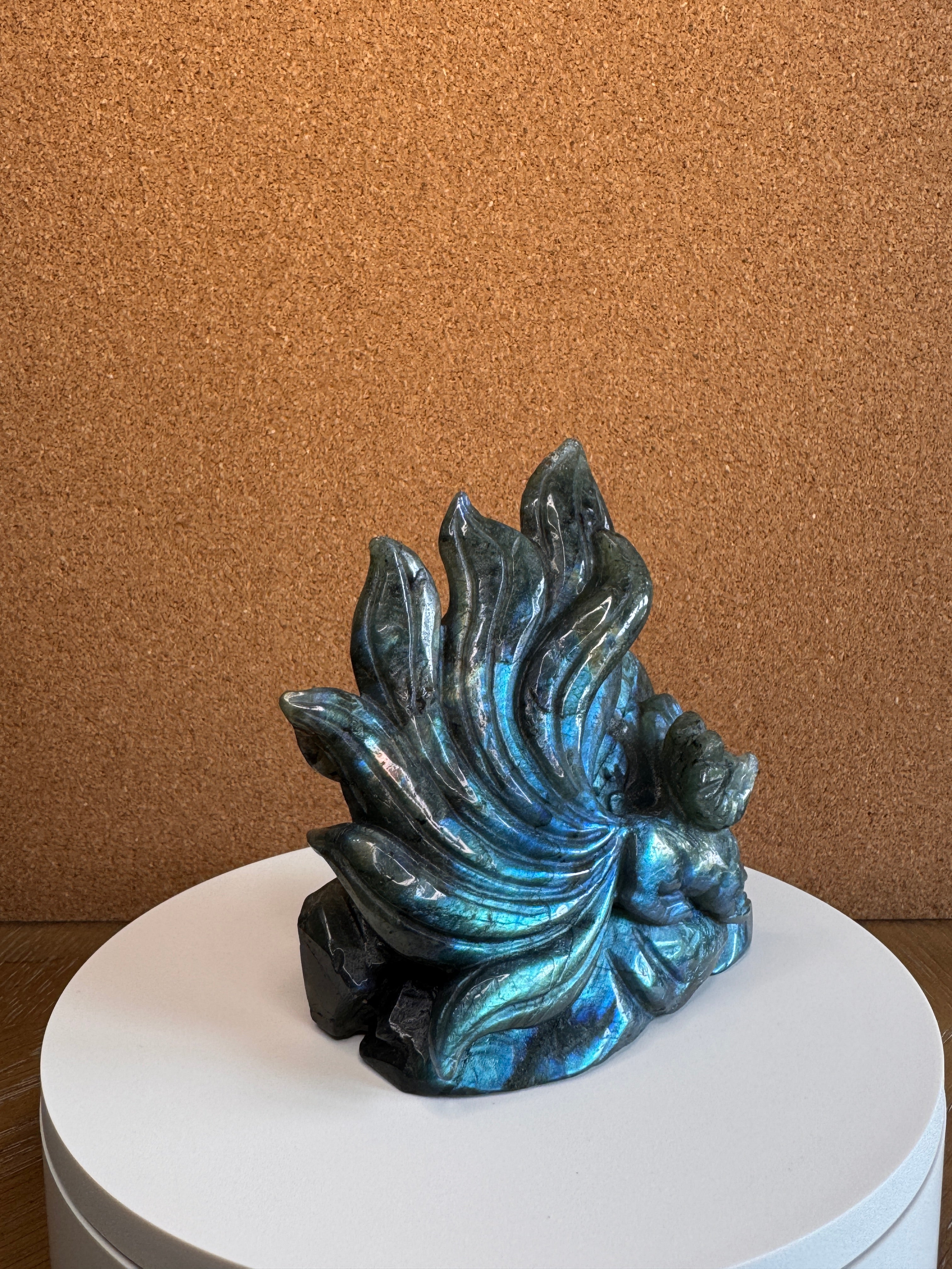Labradorite 7-Tailed Fox Carving