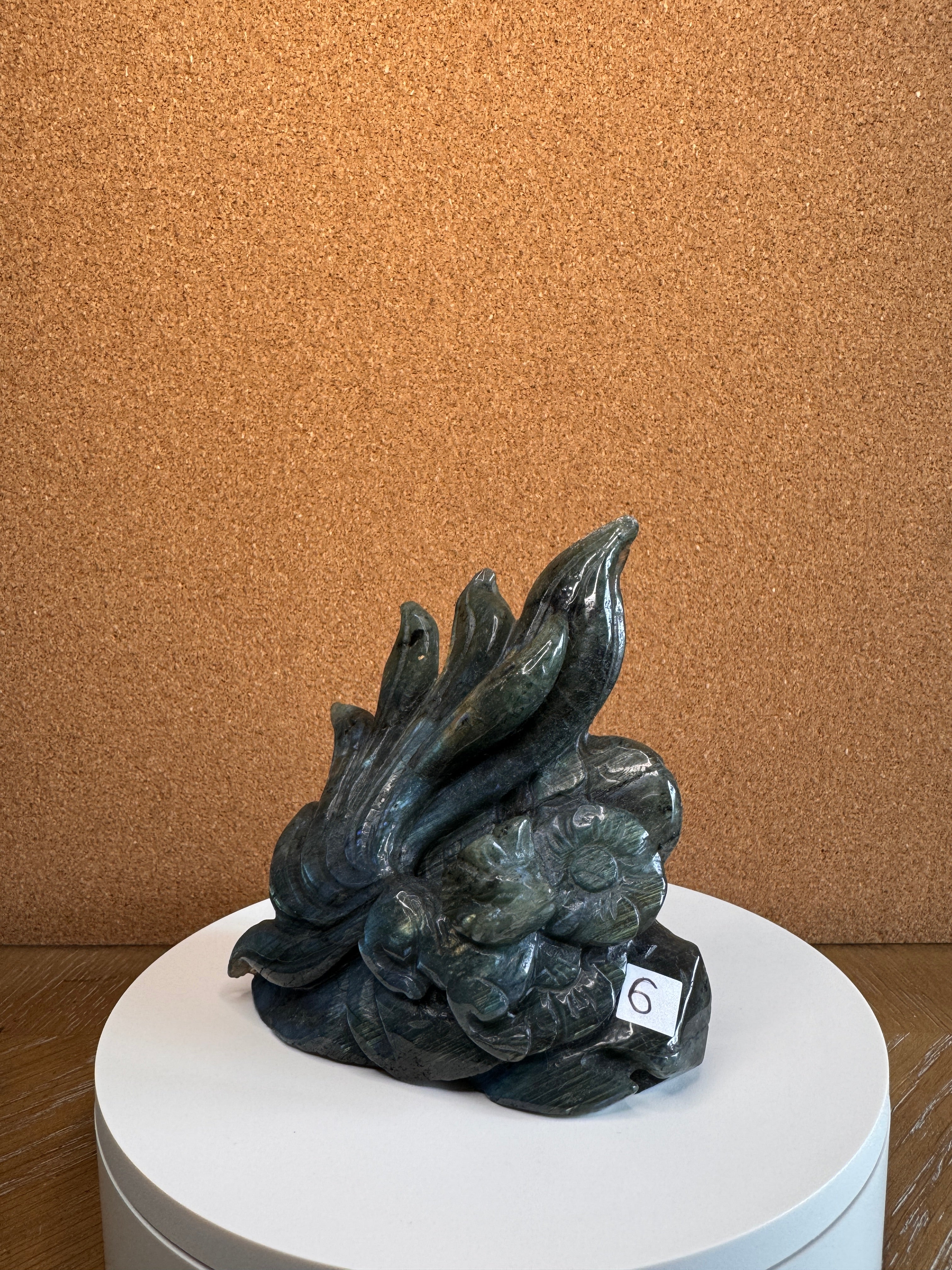 Labradorite 7-Tailed Fox Carving