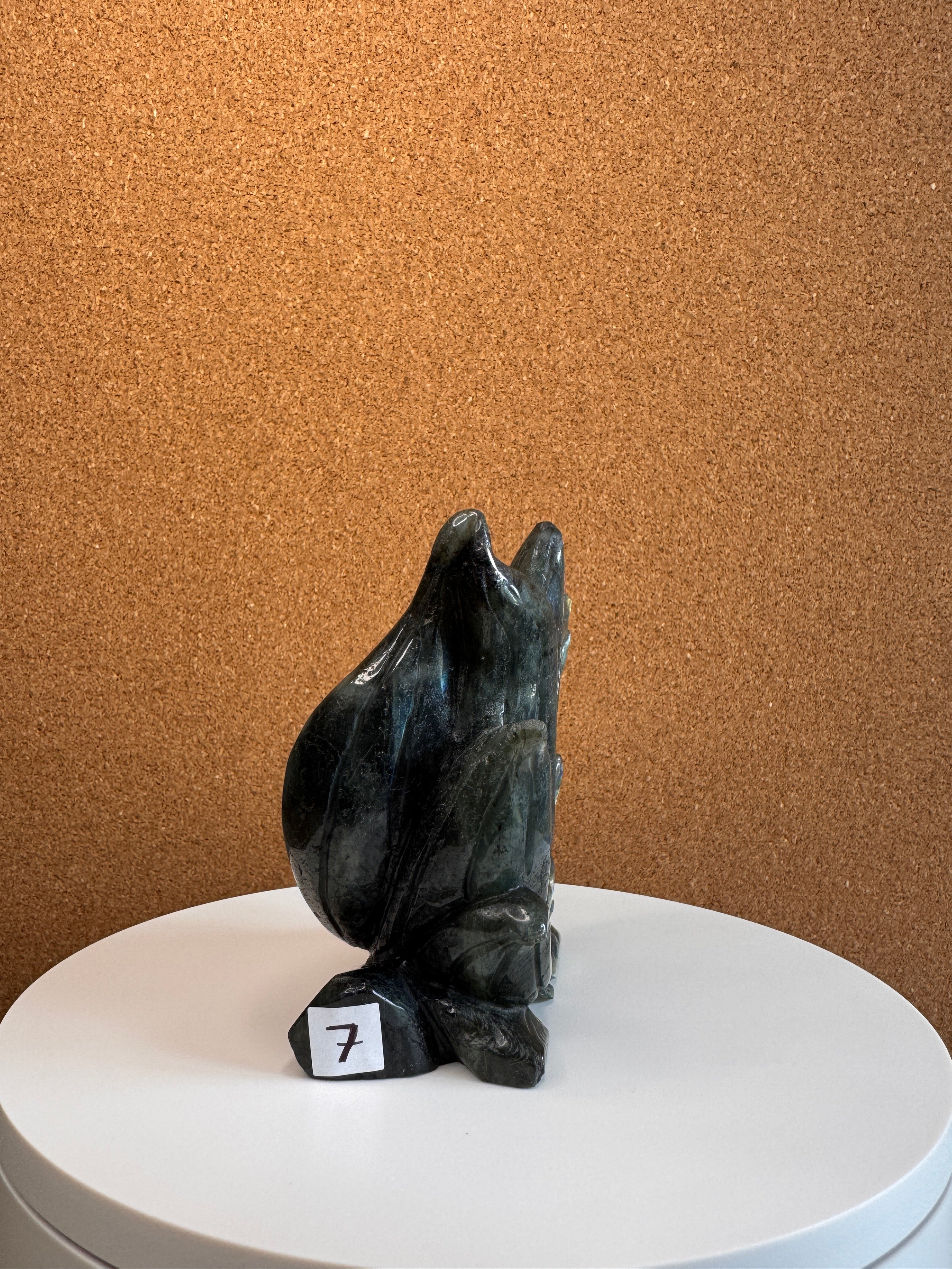 Labradorite 7-Tailed Fox Carving