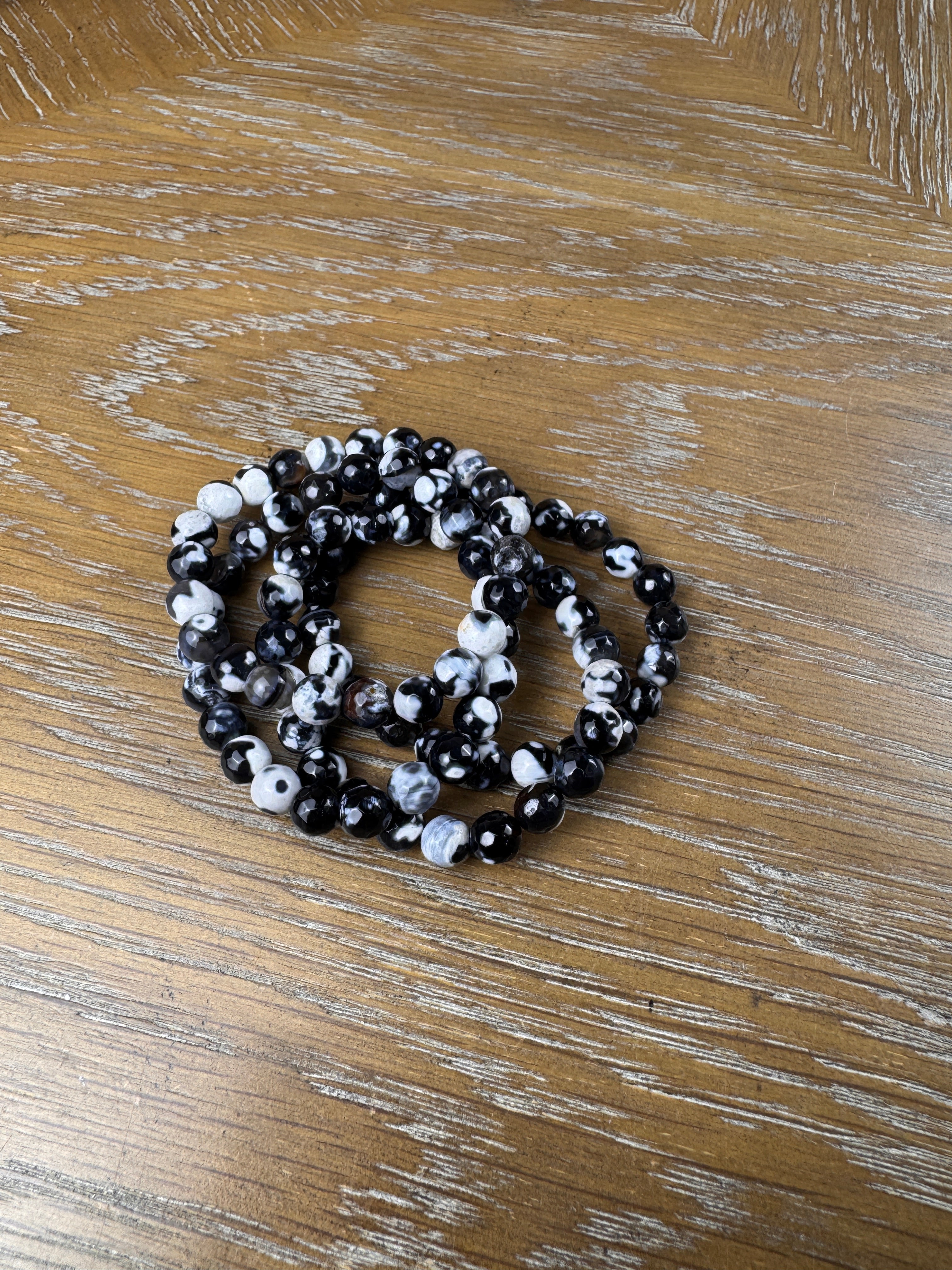 Multi-faceted Black Orca Agate Bracelet 8mm