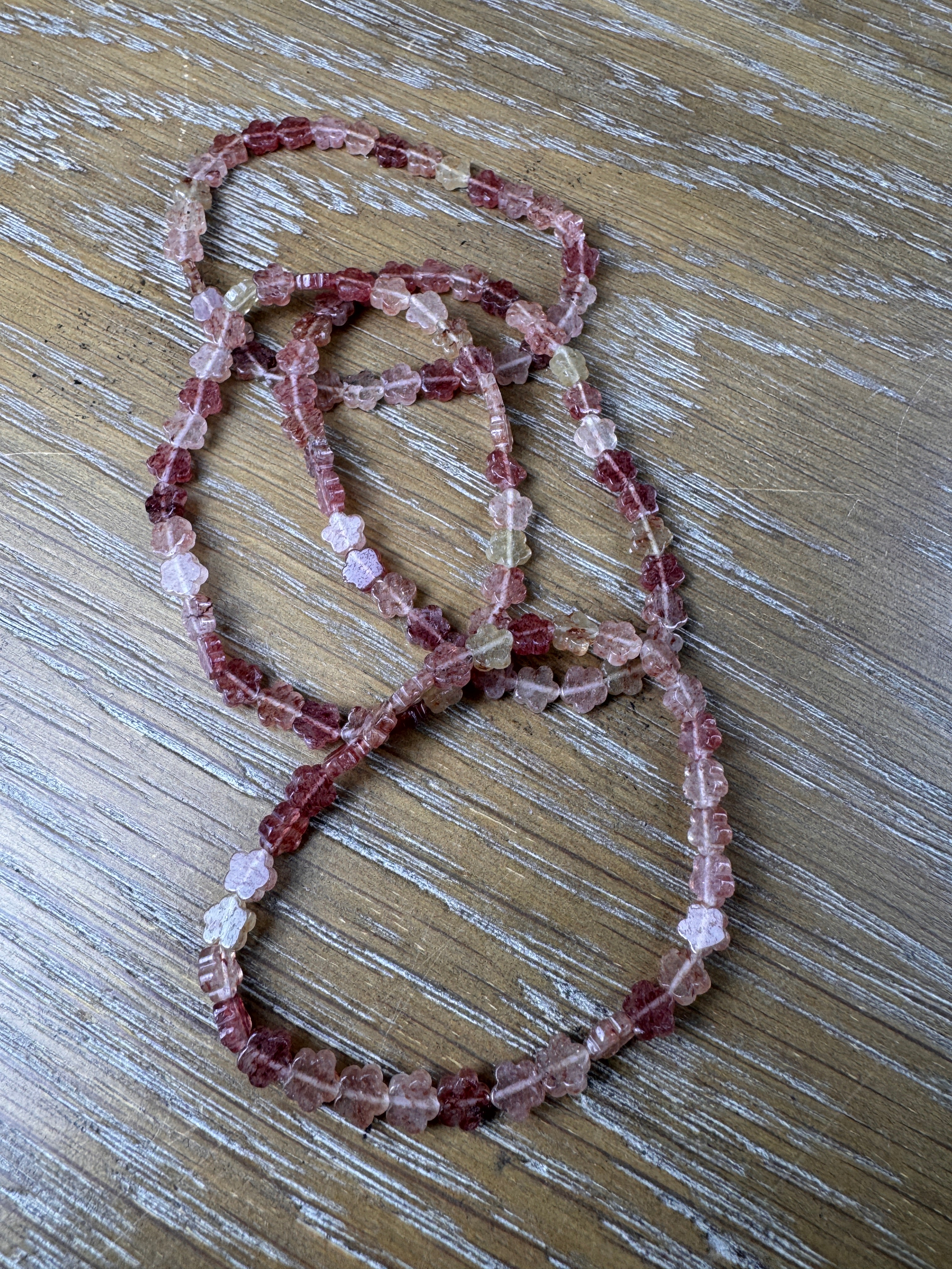 Strawberry Quartz Flower Shape Bracelet