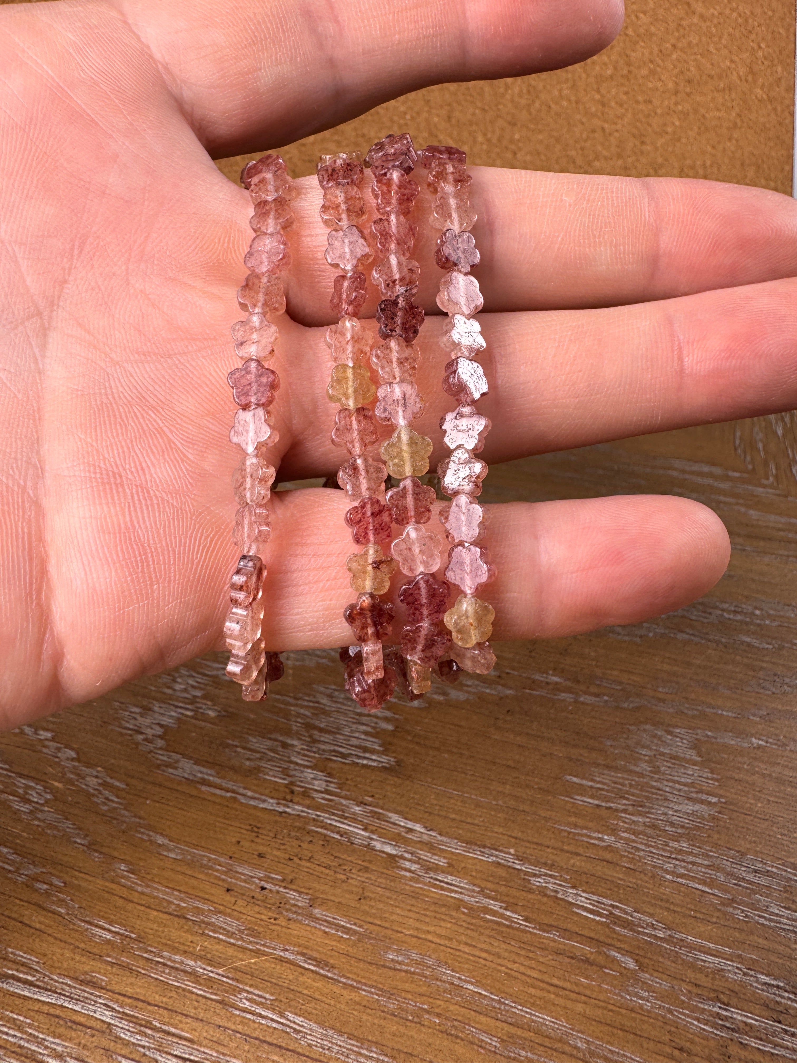 Strawberry Quartz Flower Shape Bracelet