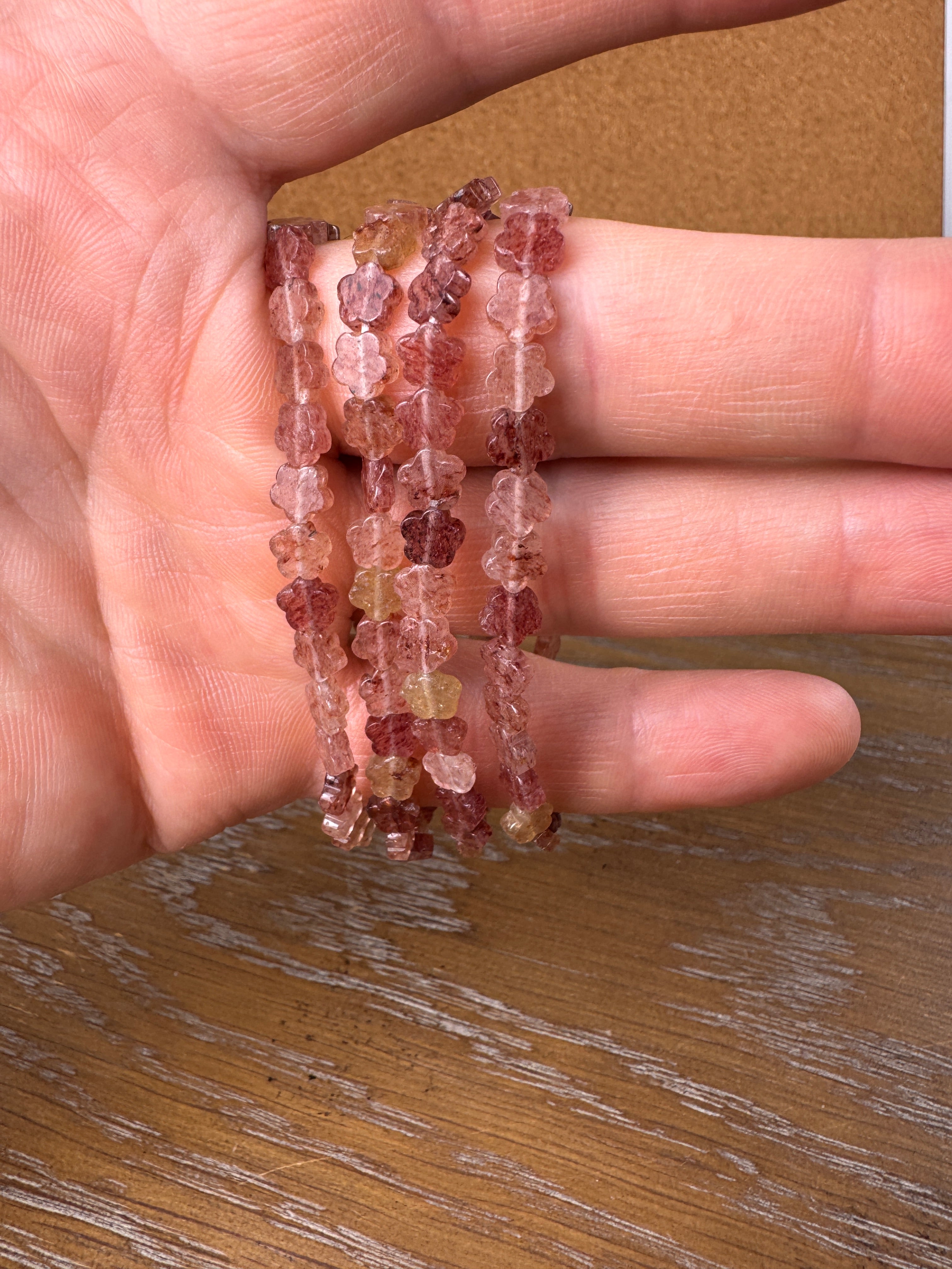 Strawberry Quartz Flower Shape Bracelet