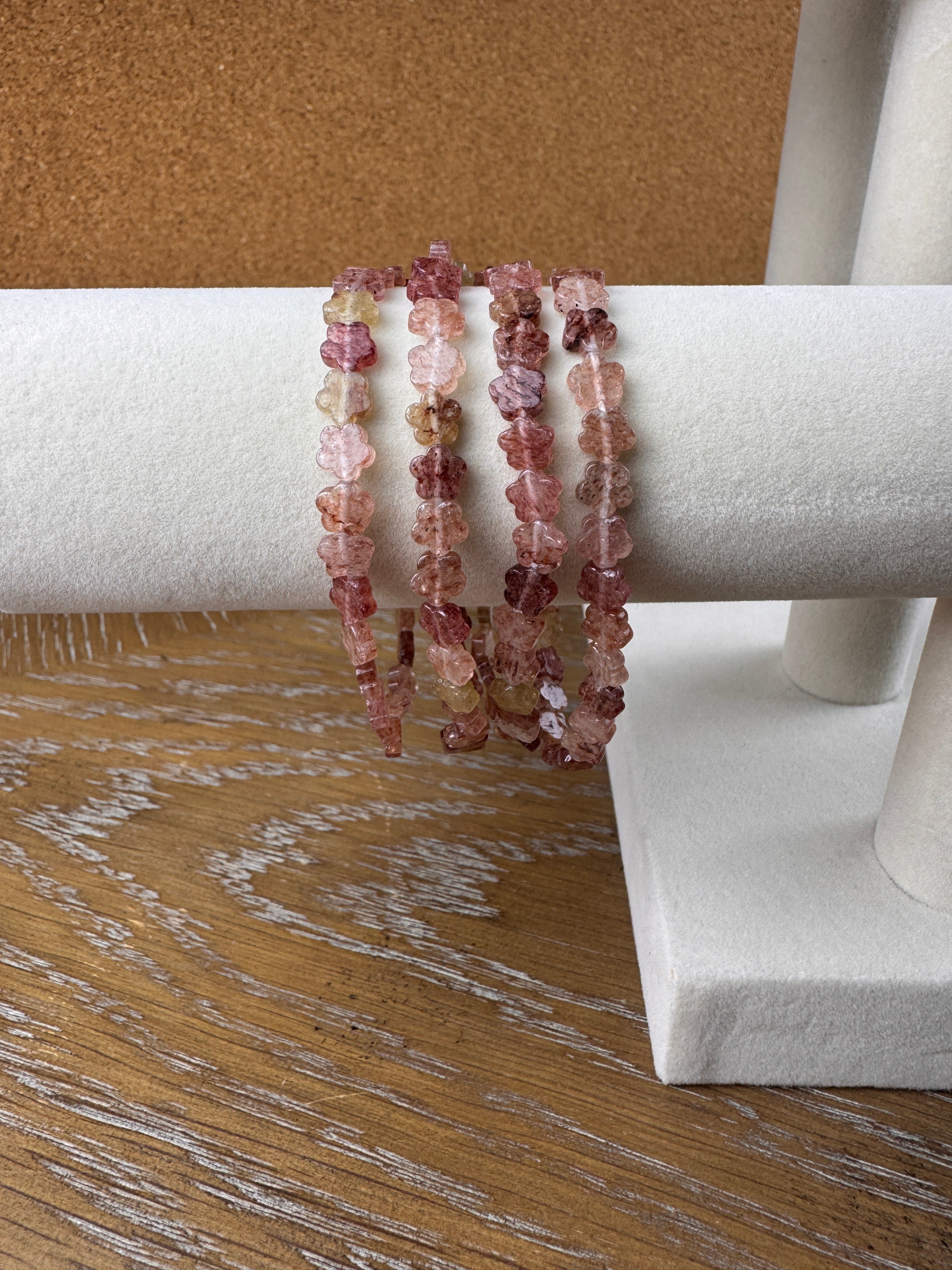 Strawberry Quartz Flower Shape Bracelet
