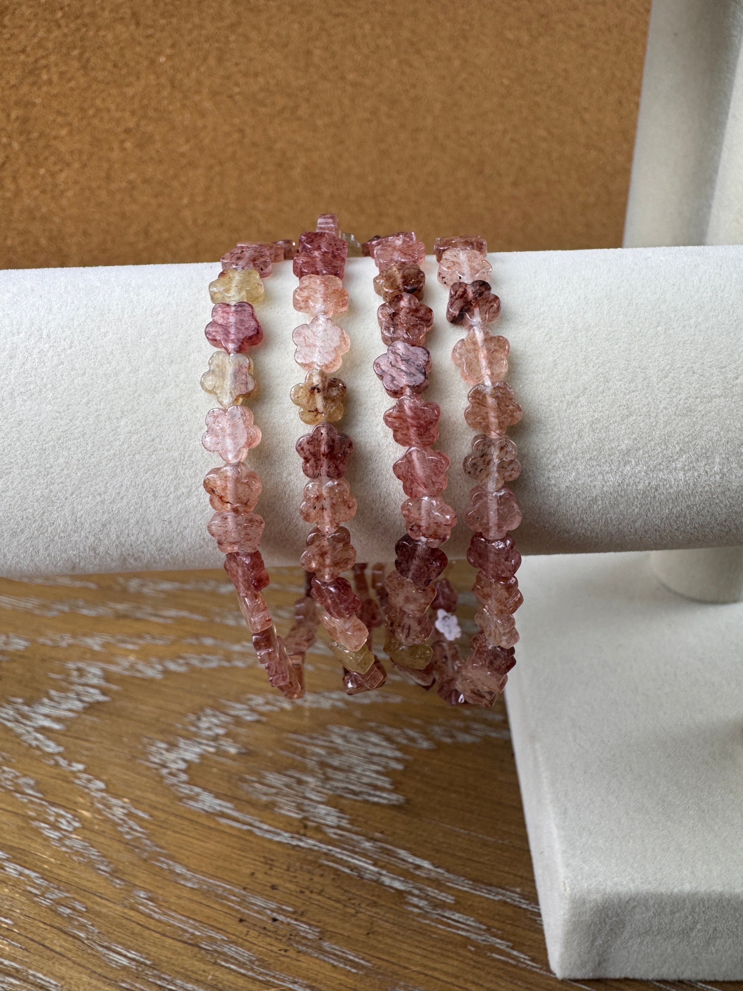 Strawberry Quartz Flower Shape Bracelet