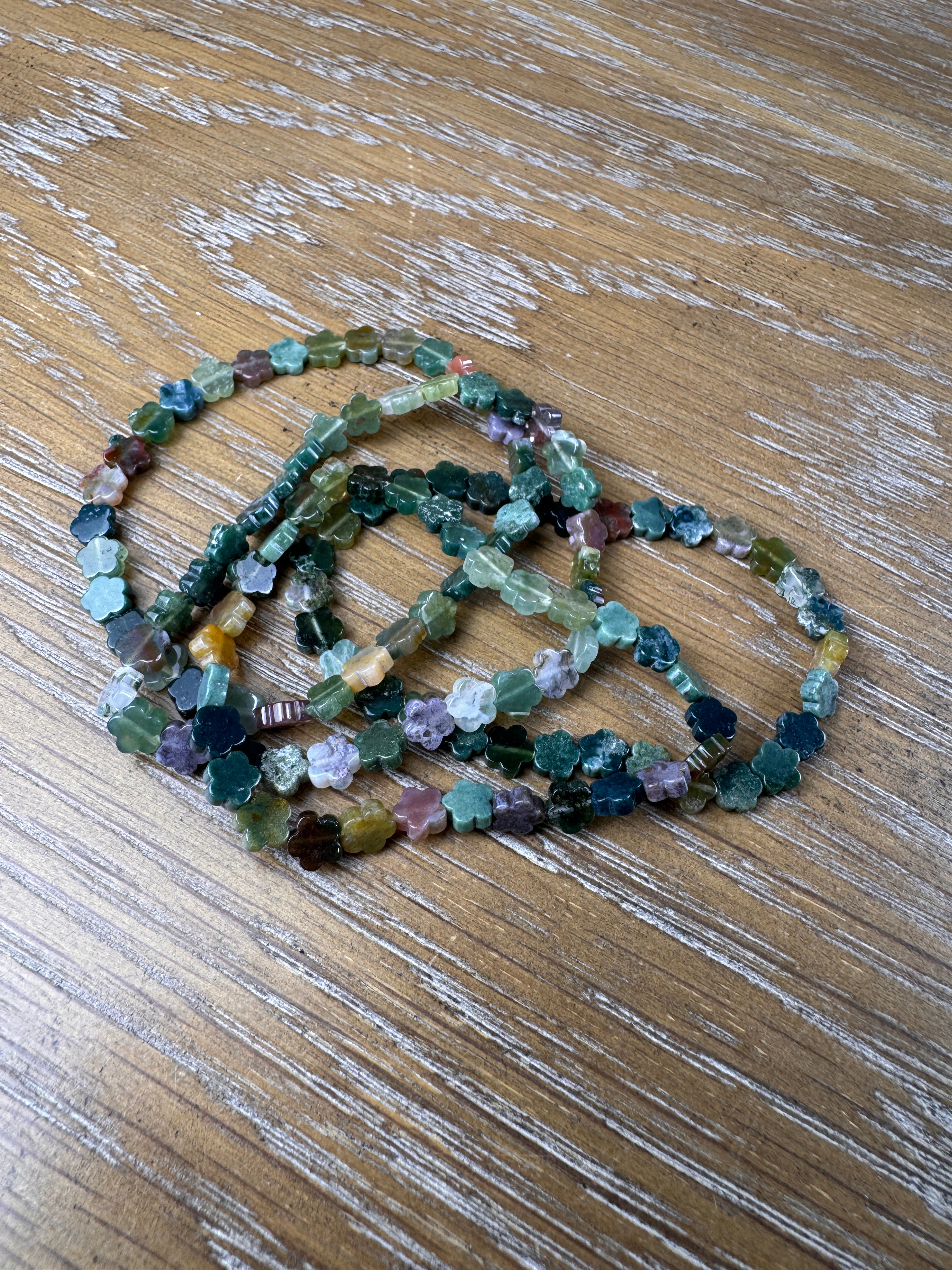 Moss Agate Flower Shape Bracelet