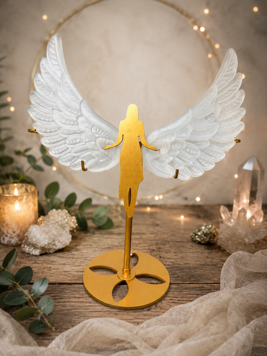 Large Selenite Angel Wings