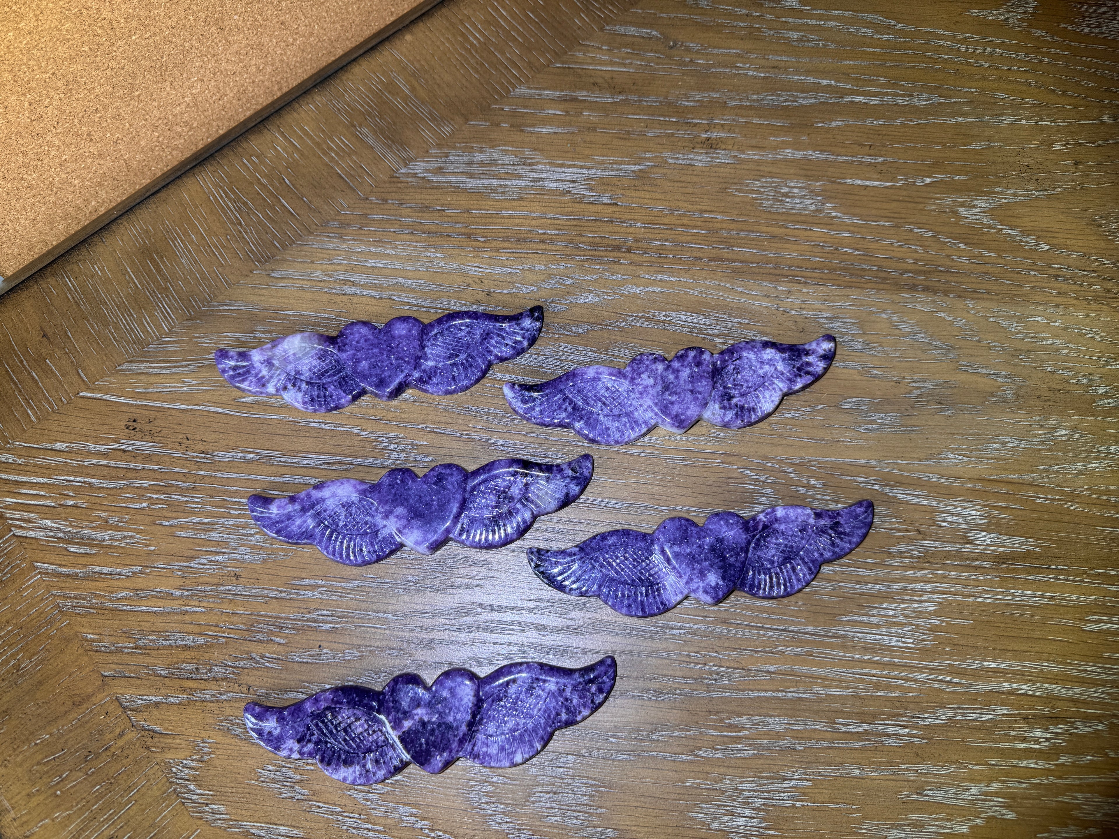 Lepidolite Heart Wing Carving