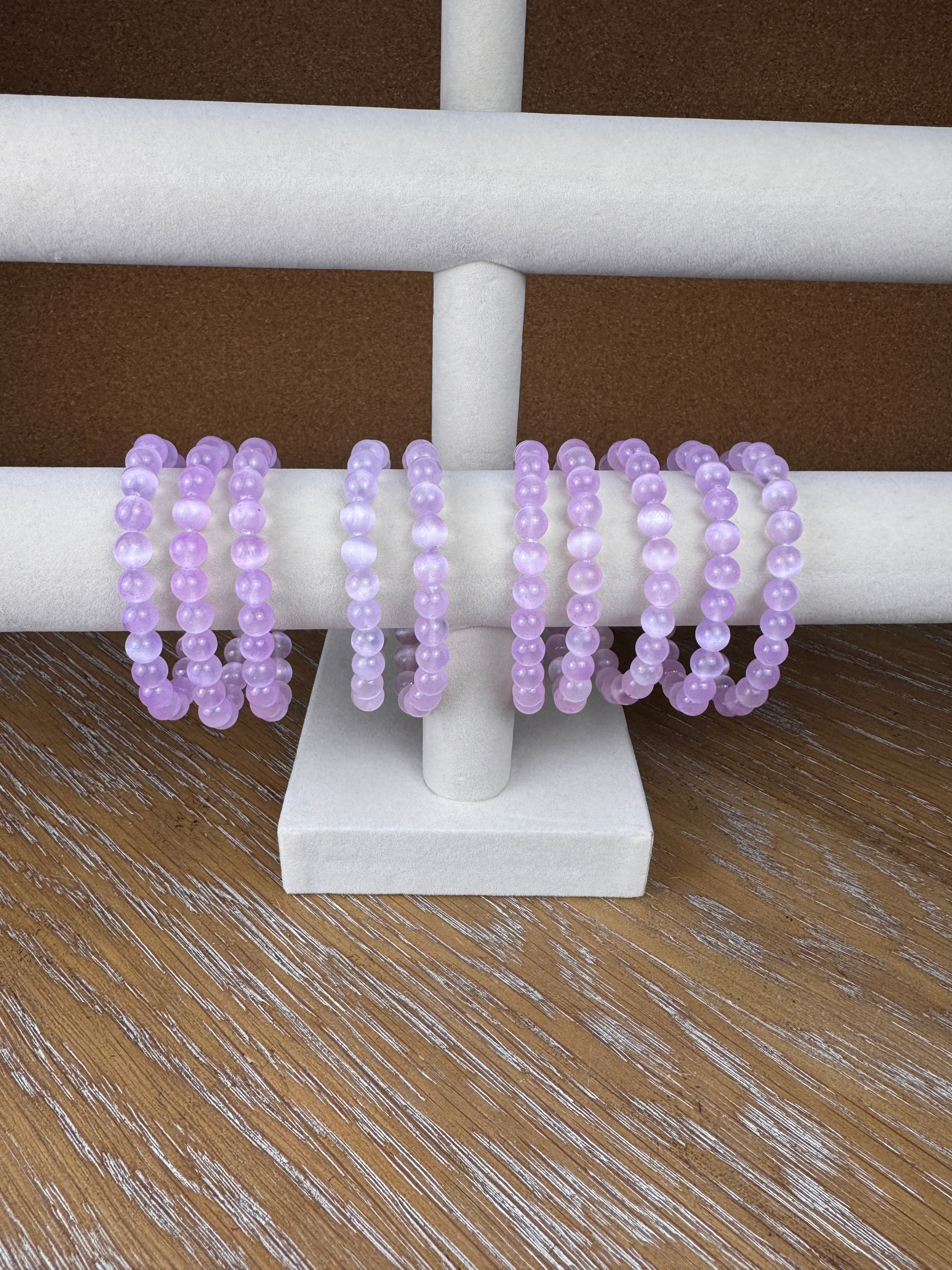 Light Purple Aura Selenite Bracelet