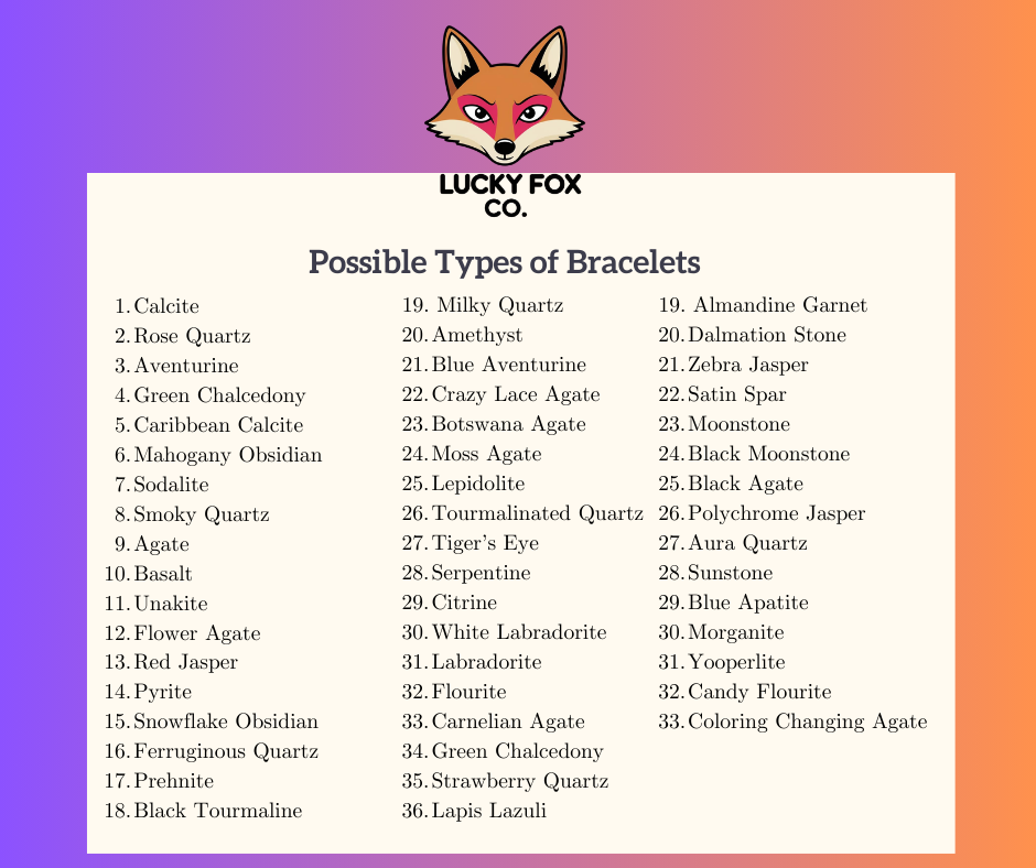 Lucky Fox Natural Crystal Bracelet Pink Mystery Bag