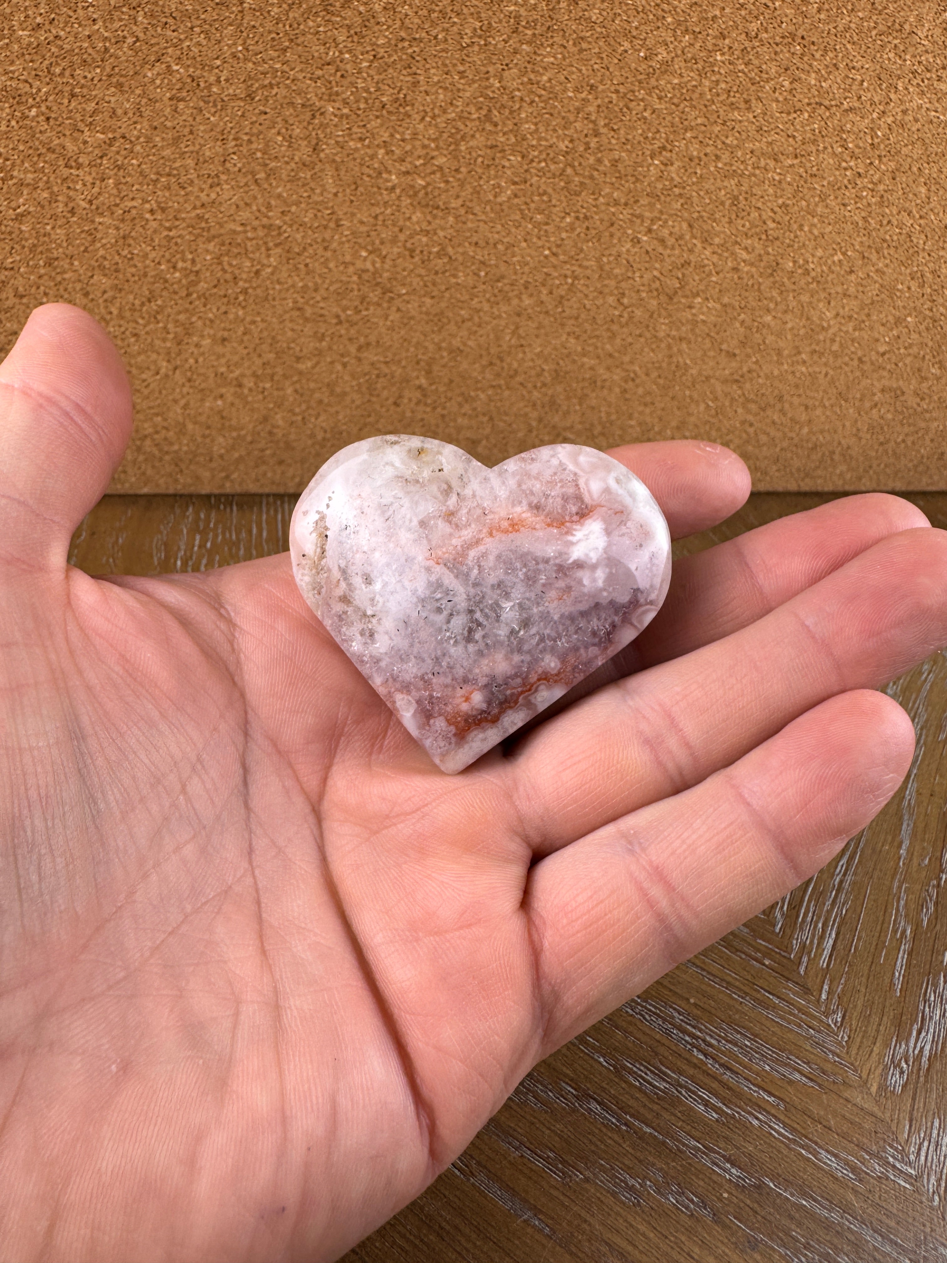 Sakura Flower Agate Heart