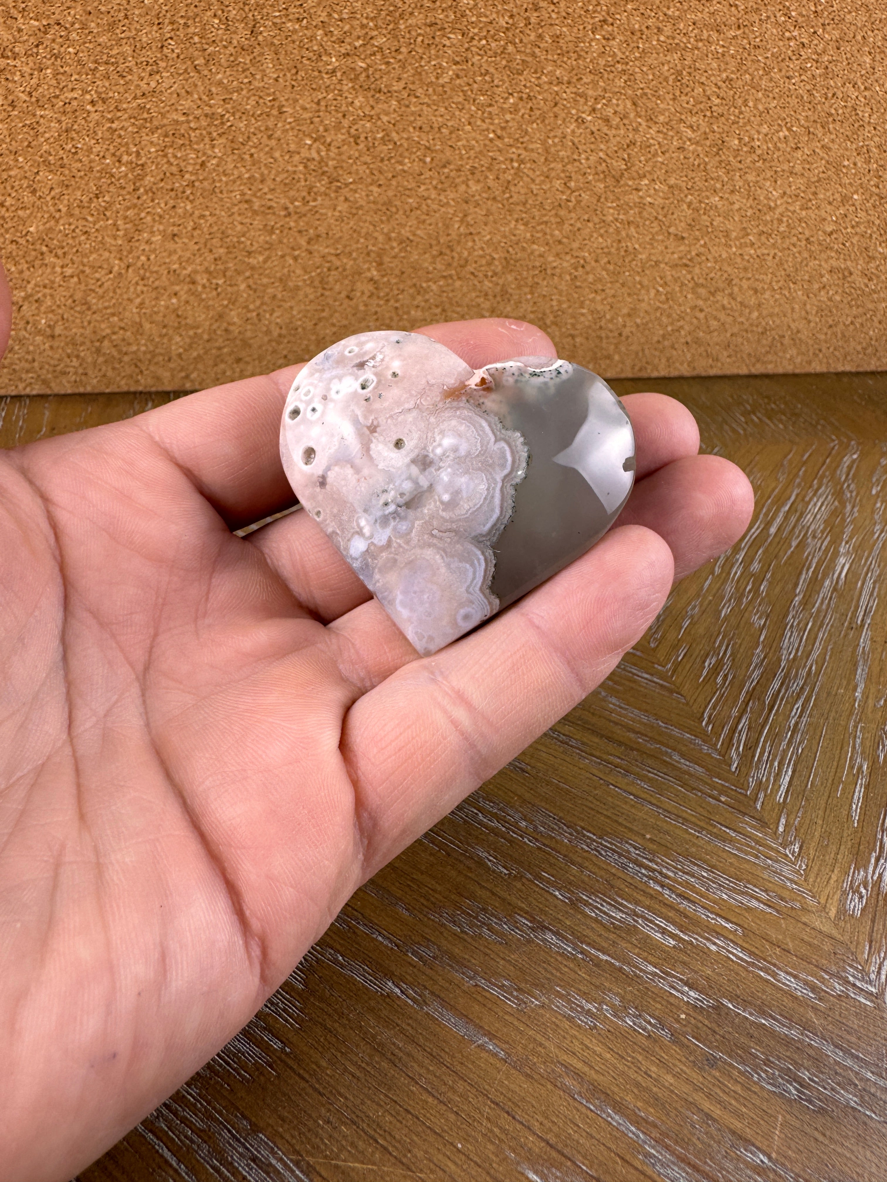 Sakura Flower Agate Heart