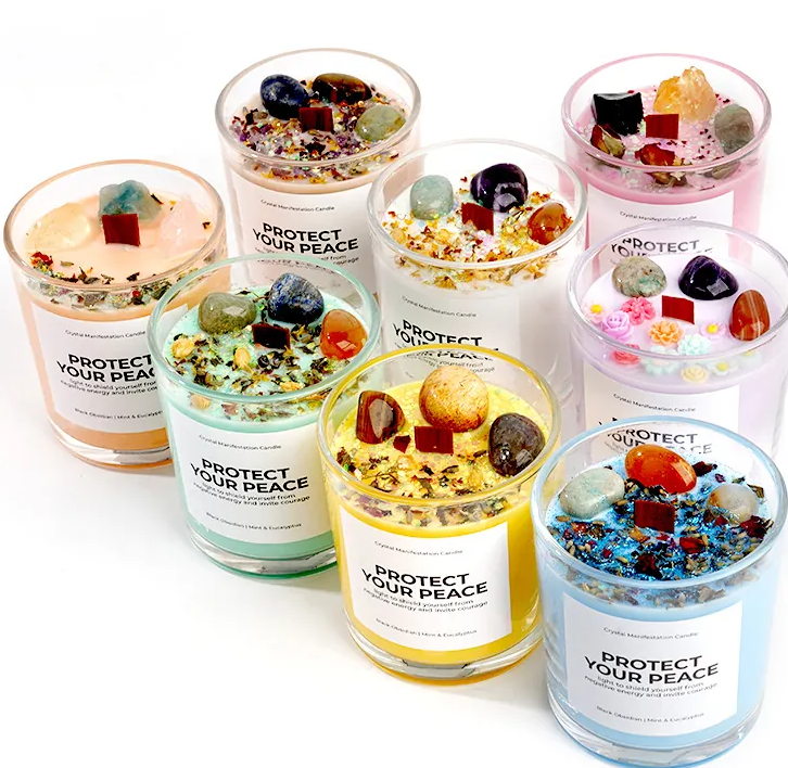Protect Your Peace Crystal Manifestation Candle
