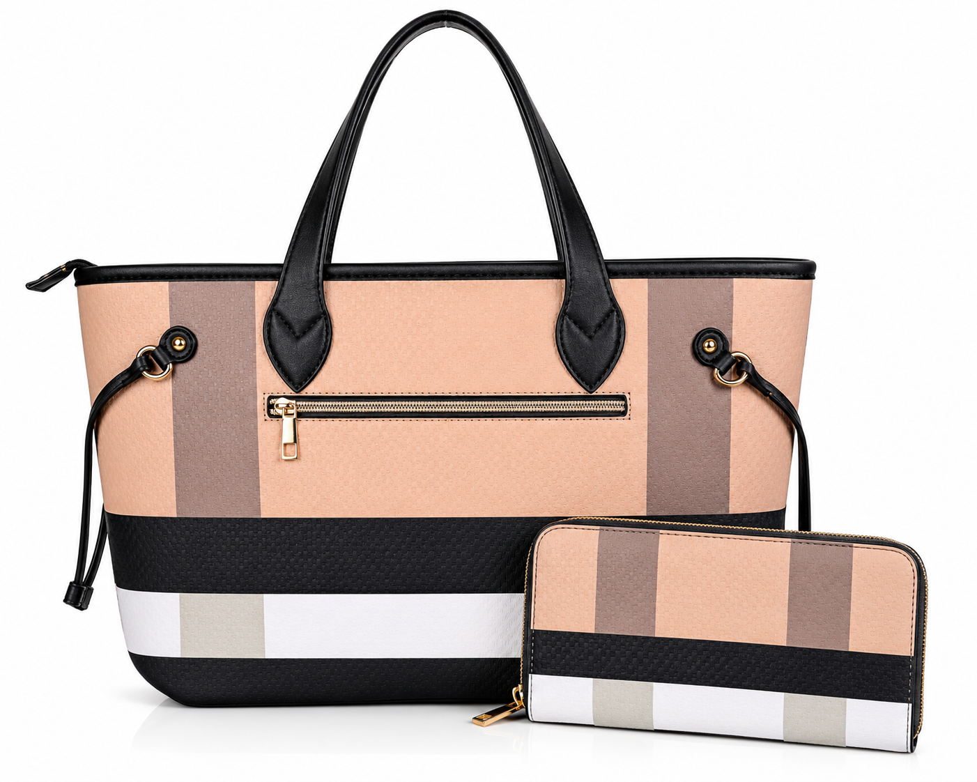 The Foxberry Tote Large Plaid Everyday Tote Bag with Matching Wallet