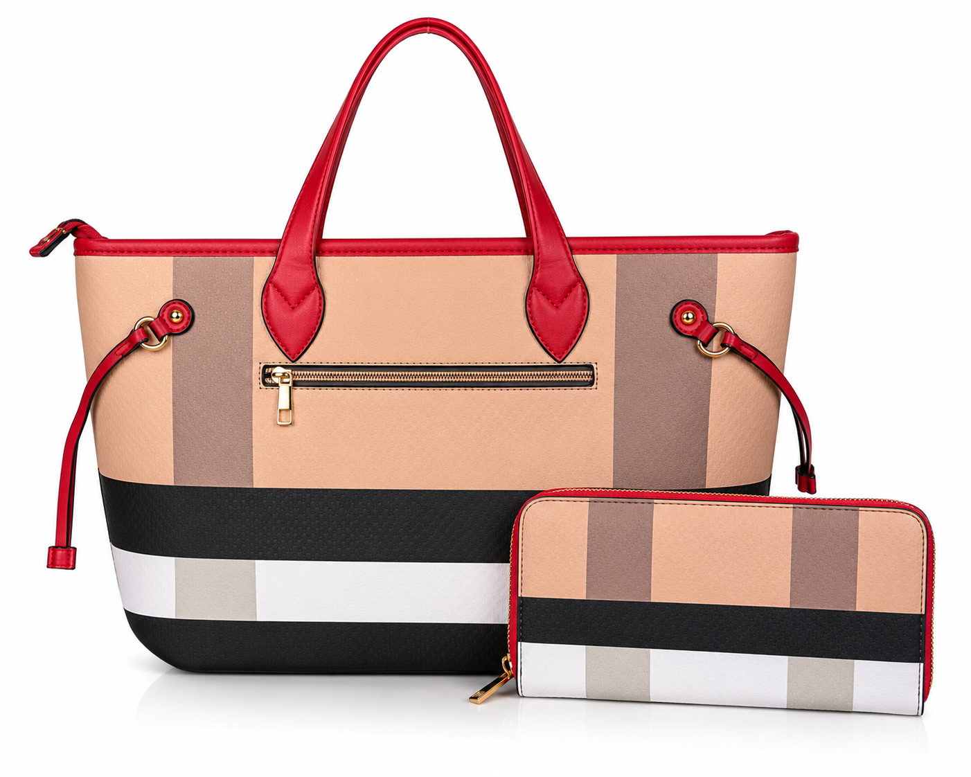 The Foxberry Tote Large Plaid Everyday Tote Bag with Matching Wallet