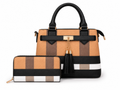 The Foxberry Classic Plaid Satchel Handbag with Matching Wallet