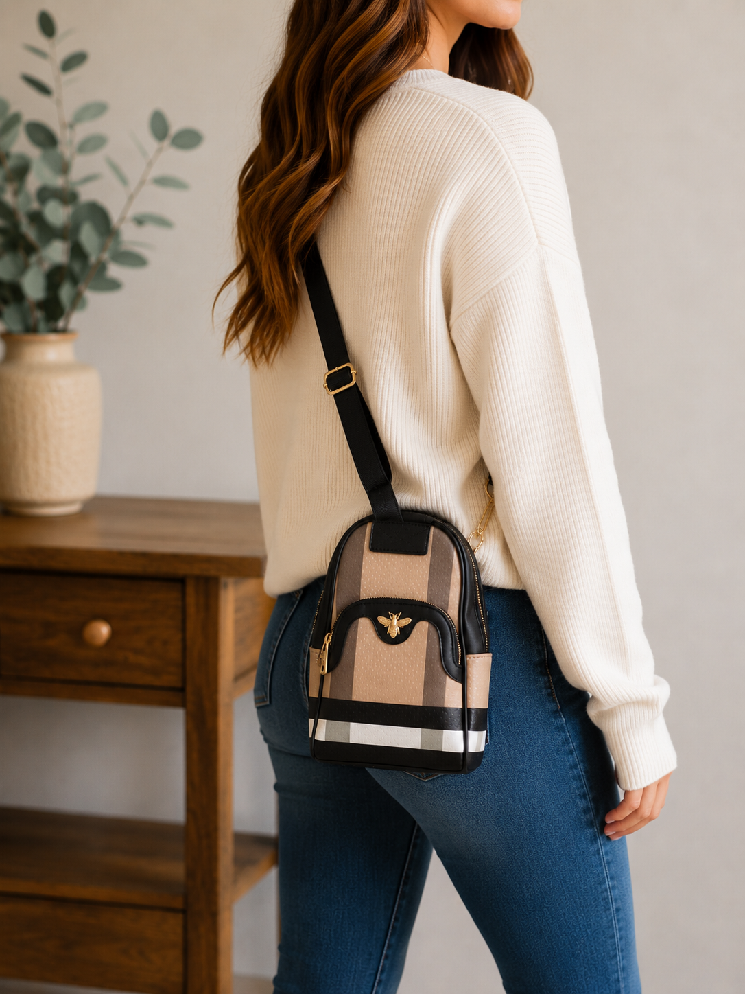 The Foxberry Crossbody Compact Plaid Crossbody Bag