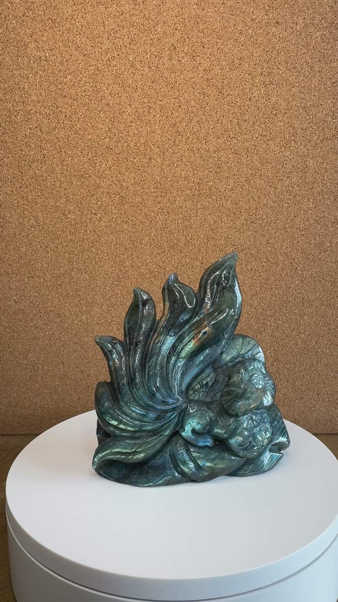 Labradorite 7-Tailed Fox Carving